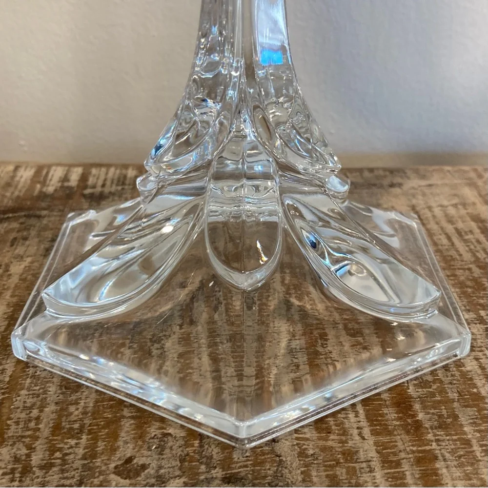 Crystal Candle Holder Candelabra 3-Light Candlestick Holder 10 3/4” Tall Clear